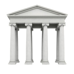 Fototapeta premium A classic white architectural structure featuring tall columns and a triangular pediment, set against a plain white background.