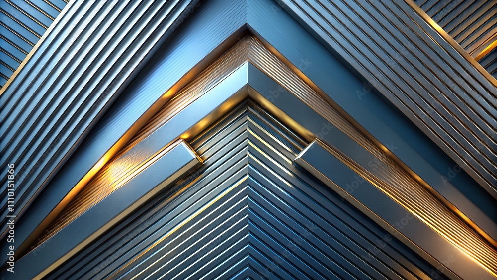 Aufkleber abstract gray and blue stripes with triangular shapes and shiny golden lines in a luxurious backgrou