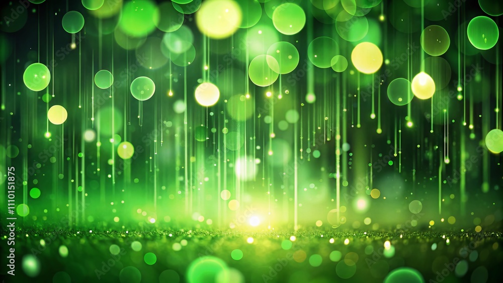 Poster abstract green digital rain background with bokeh effect for captivating visuals in tech and nature 