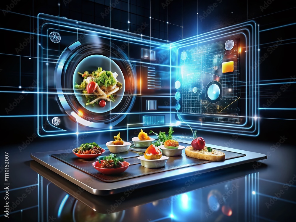 Poster abstract hi-tech hud sci-fi display interface frame with digital technology elements on black backgr