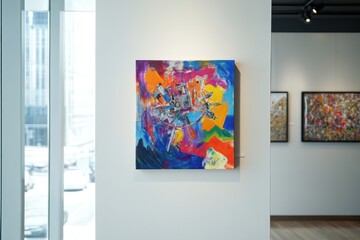 Vibrant Abstract Canvas Artwork Displayed in Modern Gallery Setting