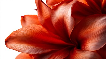 Close-up of a Red Amaryllis Flower Petals, Detailed Texture and Color