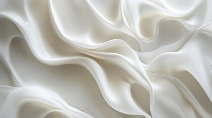 Obraz premium Elegant white waves cascading gently across a sleek, abstract white background 