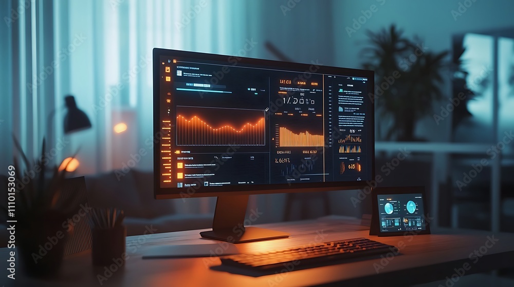 Poster ai powered financial, modern ai-powered mortgage dashboard displaying sleek performance metrics in a