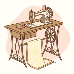 Antique metal sewing machine a vintage tool for textile craft