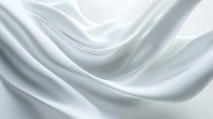 Obraz premium Elegant white waves cascading gently across a sleek, abstract white background 