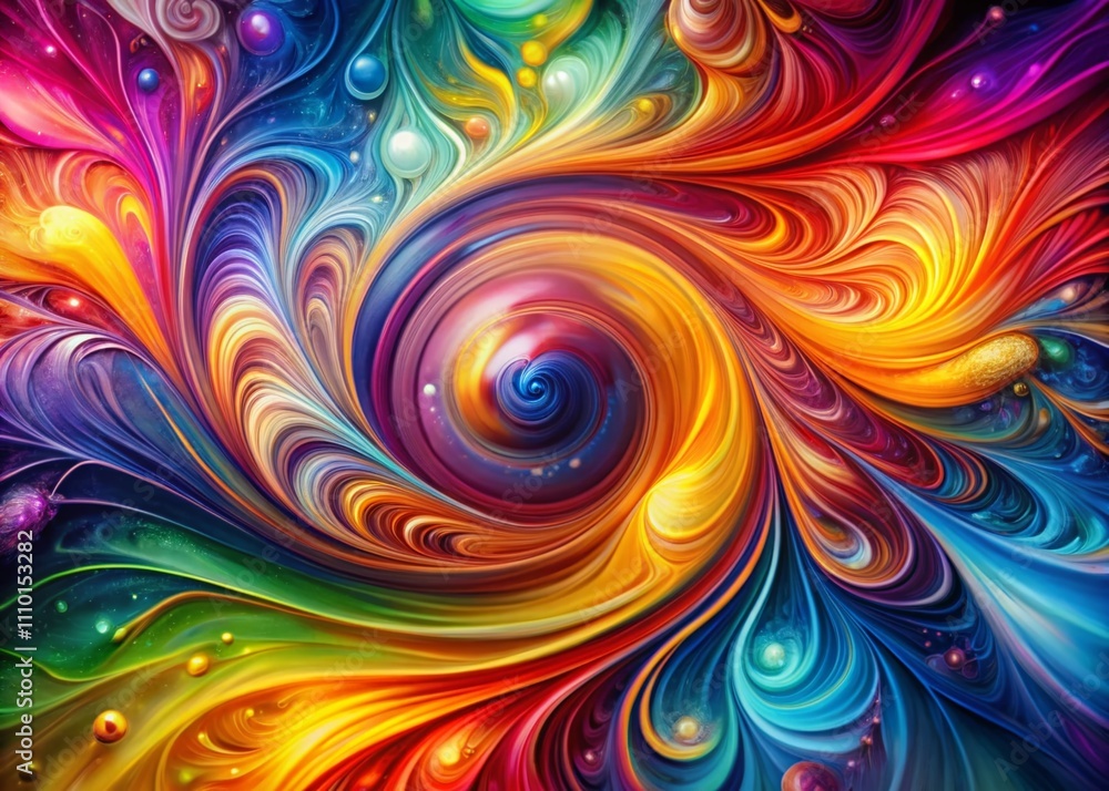 Poster abstract psychedelic groovy background with long exposure effect, vibrant swirls and colorful patter