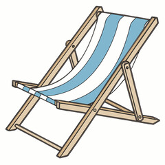 Isolated on white, a beach chair with a sun umbrella is similar to a deck chair, evoking summer relaxation