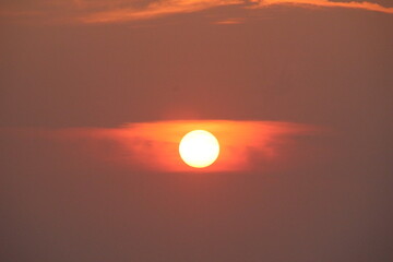 close up of the morning reddish orange sunrise