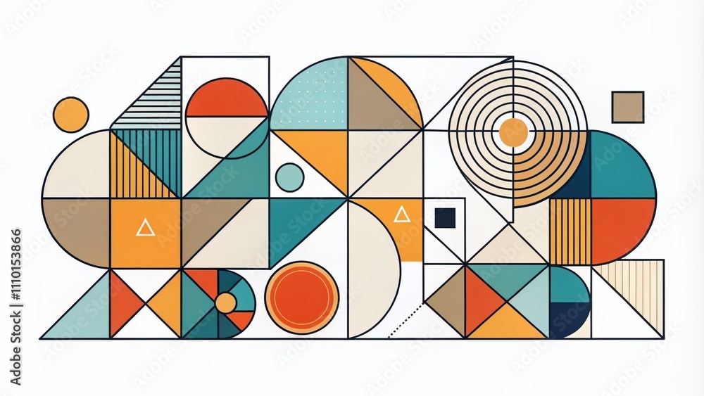 Poster abstract shapes in line art style on white background for creative design projects, illustrations, a