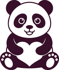 cute panda bear with heart vector illustration designicon vector illustration design