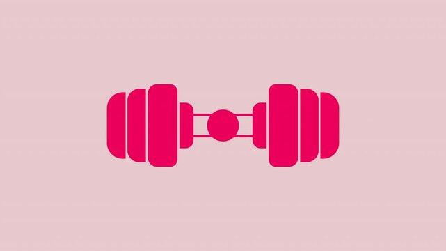 Pink red dumbbell of gym icon .Motion graphic animation in 4k