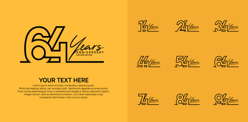 Anniversary logo set vector design, black color for celebration event
