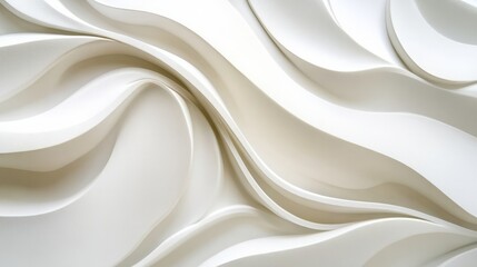 Obraz premium Layered white waves with soft curves, creating an elegant, abstract design on a white backdrop
