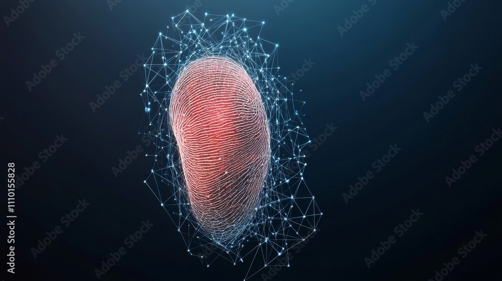 Aufkleber a digital image of a fingerprint with a red dot in the middle