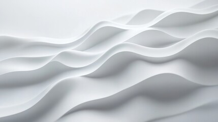 Fototapeta premium Minimalist abstract white waves forming a soft ripple effect on a clean white surface