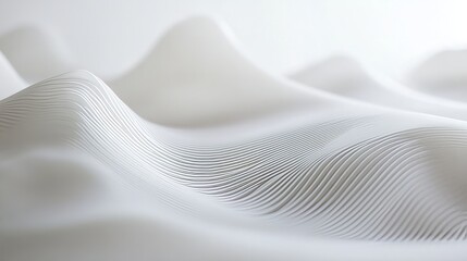 Minimalist abstract white waves forming a soft ripple effect on a clean white surface