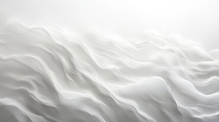Obraz premium Minimalist white waves, softly flowing across a blank white surface, creating an abstract pattern