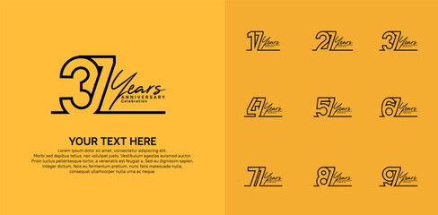 Anniversary logo set vector design, black color for celebration event