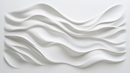 Fototapeta premium Minimalist white waves, softly flowing across a blank white surface, creating an abstract pattern