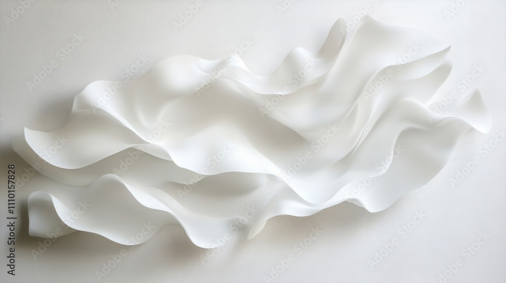 Aufkleber minimalist white waves, softly flowing across a blank white surface, creating an abstract pattern