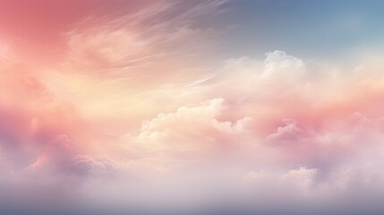 Fototapeta premium Serene Sky with Pastel Clouds, Pink and Orange Gradient, Smooth Transition to Light Blue, Peaceful Atmosphere
