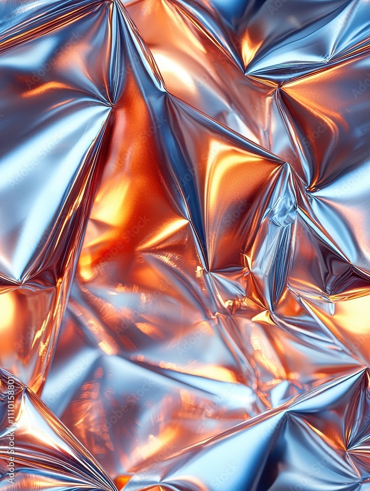 Poster dynamic patterns in metal foil creative studio abstract modern art close-up visual texture explorati