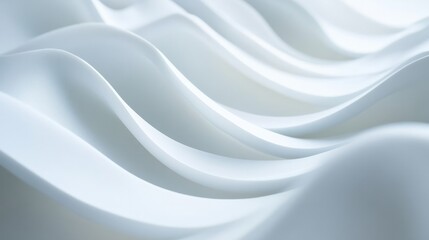 Fototapeta premium Smooth white waves forming an abstract flow across a minimalistic white background