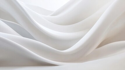 Fototapeta premium Smooth white wave pattern flowing across a minimalist white background, creating a calming abstract design
