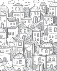 Naklejka premium Colorful cityscape urban environment artistic content whimsical setting aerial perspective creative design ideas