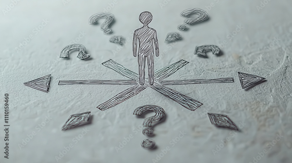Poster navigating life's choices exploring decision-making challenges in personal development abstract conc