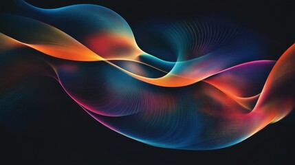 A serene visualization of multi-colored abstract forms converging to create a unified, balanced pattern on a dark backdrop, Symbolizing the harmonious blend of diverse perspectives into a single