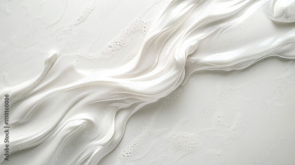 Aufkleber smooth white wave pattern flowing across a minimalist white background, creating a calming abstract 