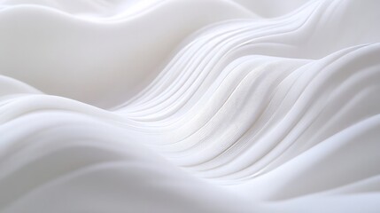 Obraz premium Subtle, soft white waves curving gently on an all-white background for a serene, abstract feel