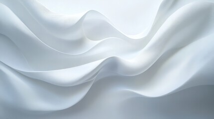 Obraz premium Subtle, soft white waves curving gently on an all-white background for a serene, abstract feel