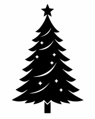Christmas tree black silhouette vector