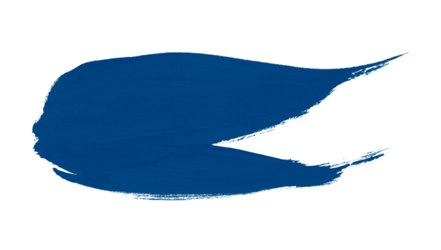 Isolated blue brush stroke on transparent background.