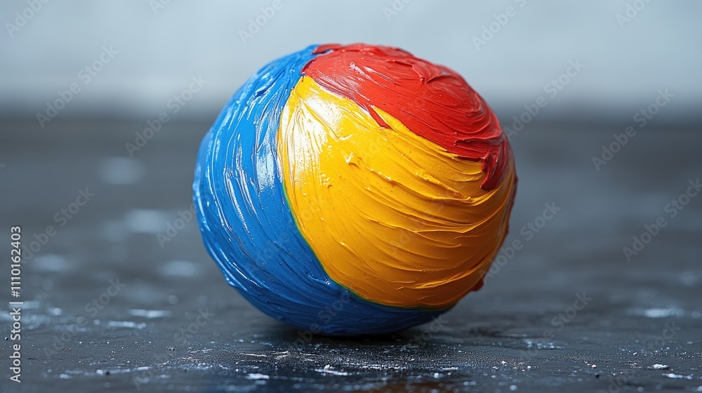 Poster vibrant multicolored modeling clay ball on a plain white background showcasing creativity and artist