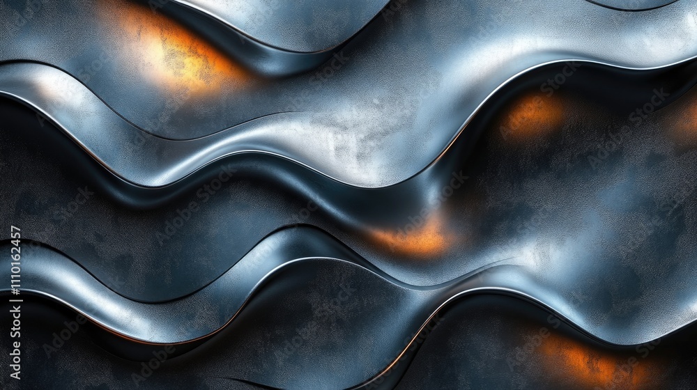 Aufkleber abstract metallic wave background featuring wavy lines and textured surfaces with a subtle glow high
