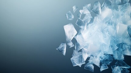 Fototapeta premium A blue background with ice cubes scattered all over it