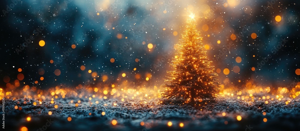 Poster abstract christmas tree with bokeh lights creating a magical winter atmosphere featuring soft focus 