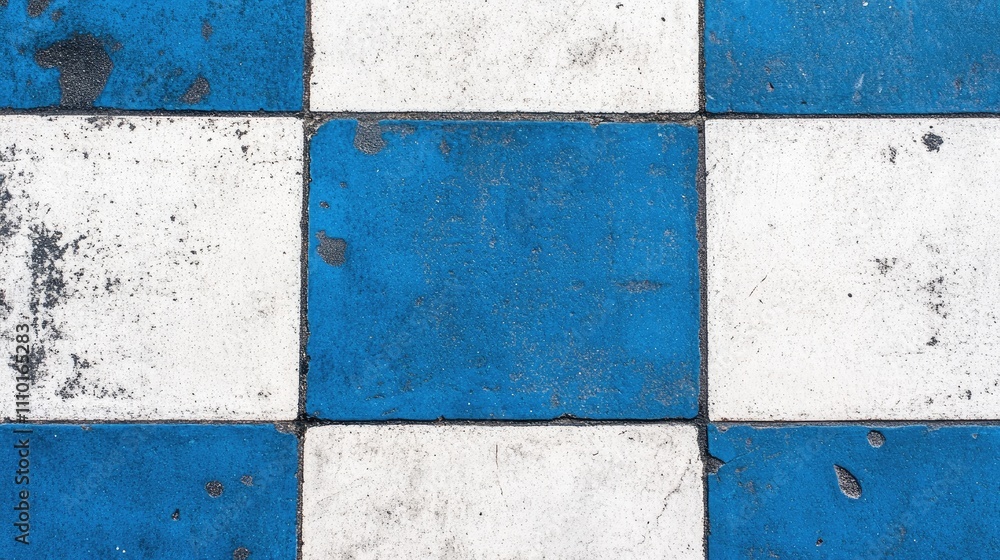Poster abstract blue and white ceramic tile background showcasing vintage texture and weathered patterns fo