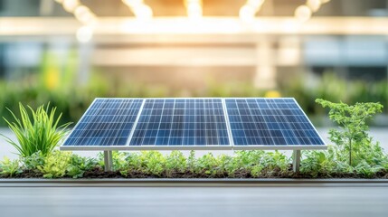 Fototapeta premium A plant is growing on top of a solar panel
