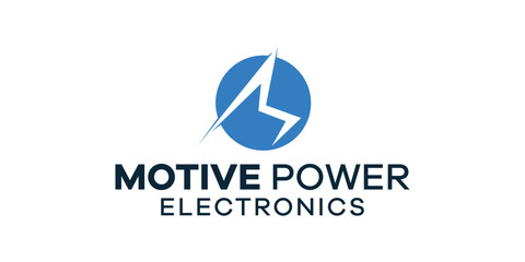 Abstract M logo in a circle, lightning logo in the shape of the letter M, lightning logo M
