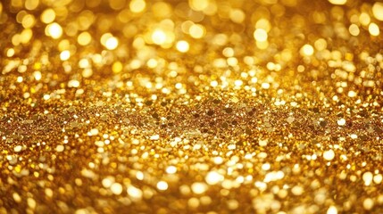 Golden bokeh light background with shimmering texture ideal for festive or luxurious design projects and elegant holiday themes.