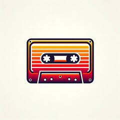 Obraz premium Colorful retro cassette tape illustration.