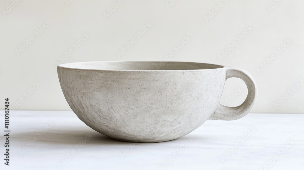 Poster modern ceramic bowl with handle on minimalistic background showcasing craftsmanship and design elega