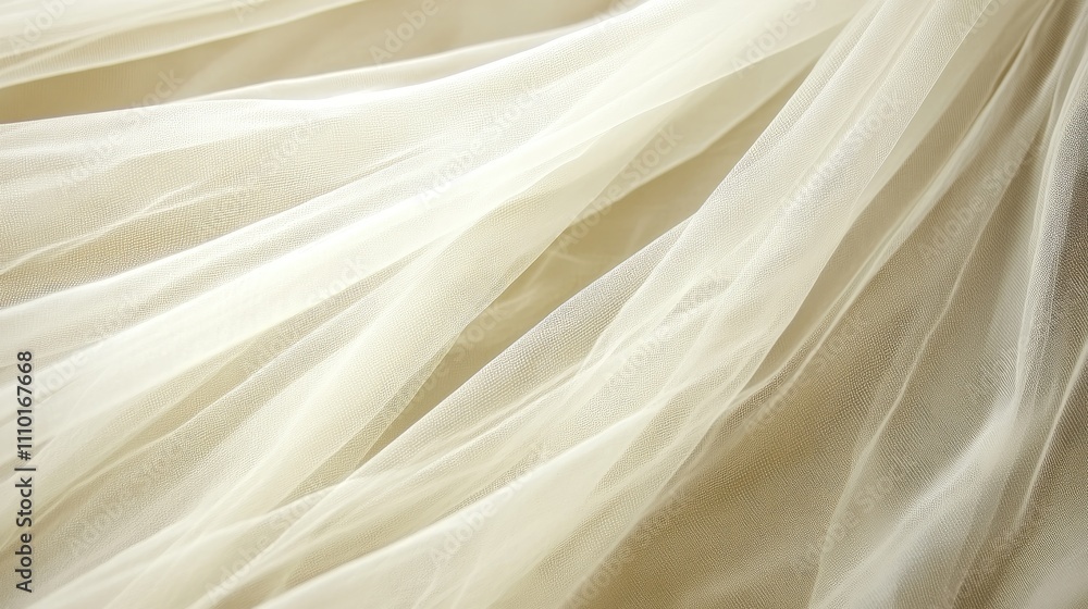 Poster Soft ethereal tulle fabric background in delicate layers showcasing texture and elegance for design and fashion purposes