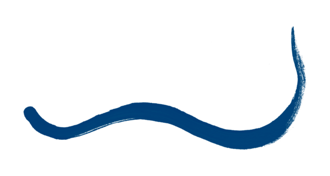 Isolated blue brush stroke on transparent background.