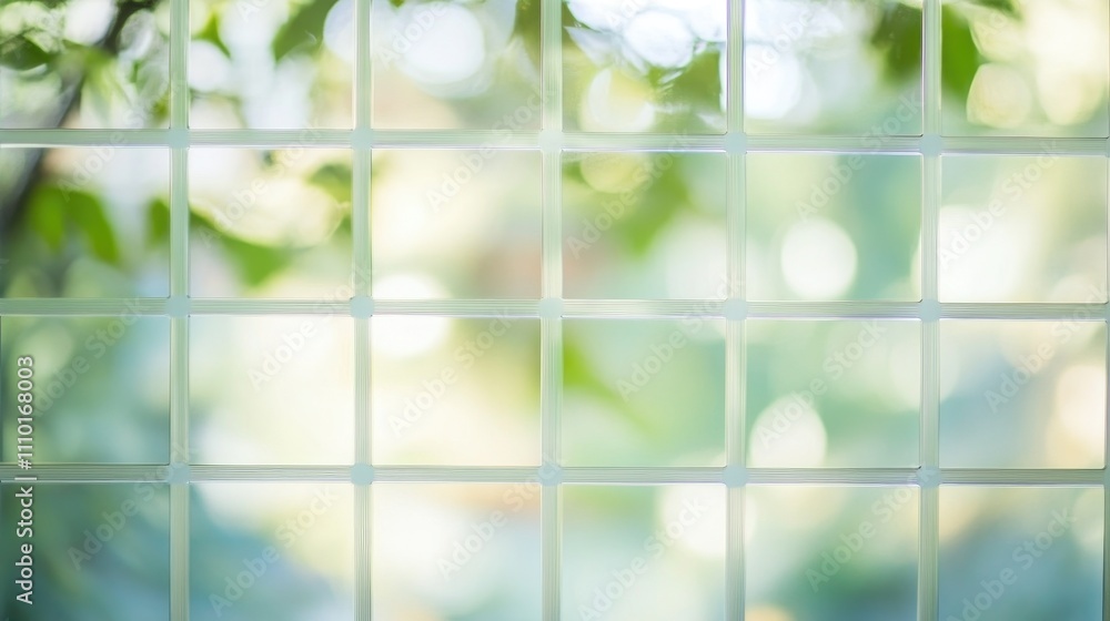 Aufkleber Frosted glass window with soft reflections and natural light creating an ethereal backdrop for design or photography projects